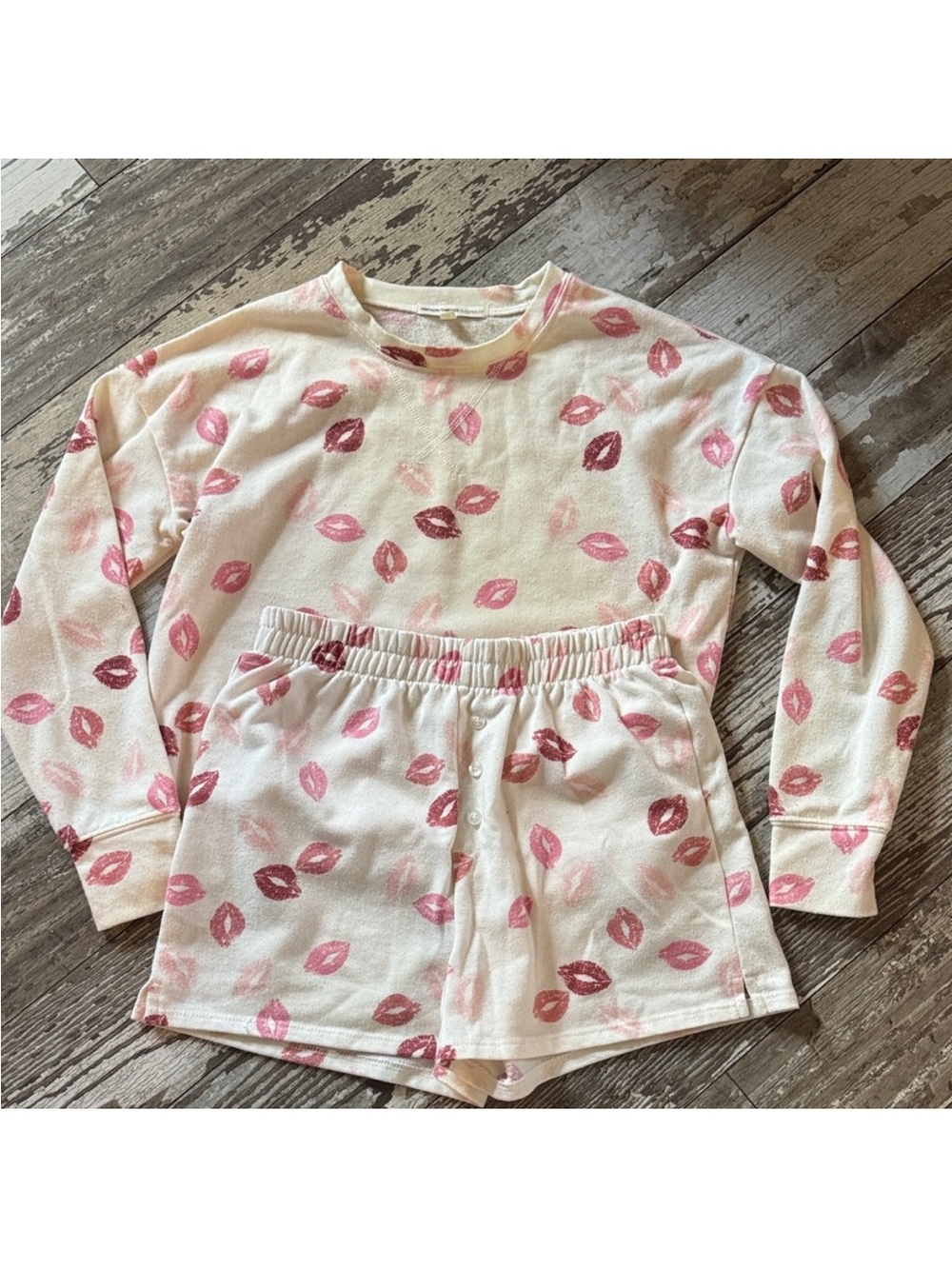 Grayson Threads Sleepwear Pink Lips Print Patterned Matching Pajama Set